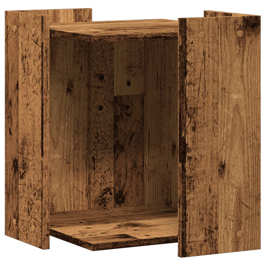 Kattenbakkast 42x42x51 cm bewerkt hout oud houtkleurig