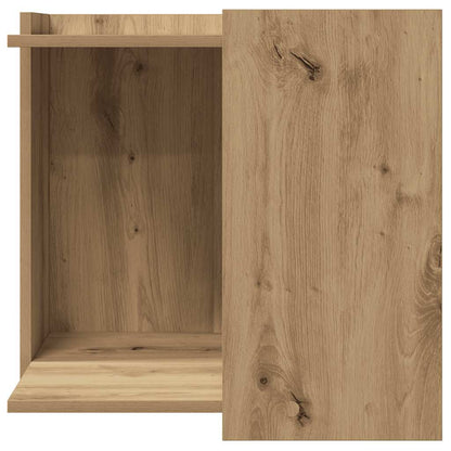 Kattenbakkast 53x53x51 cm bewerkt hout artisanaal eikenkleurig