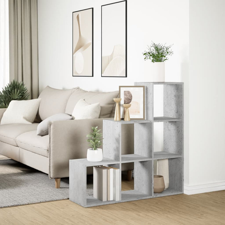 Kamerscherm / boekenkast 3-laags 99x29x99 cm hout betongrijs