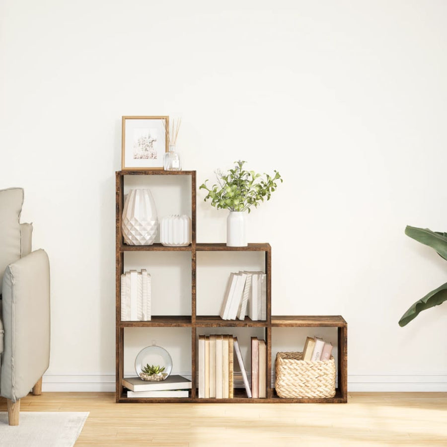 Kamerscherm / boekenkast 3-laags 99x29x99 cm hout gerookt eiken