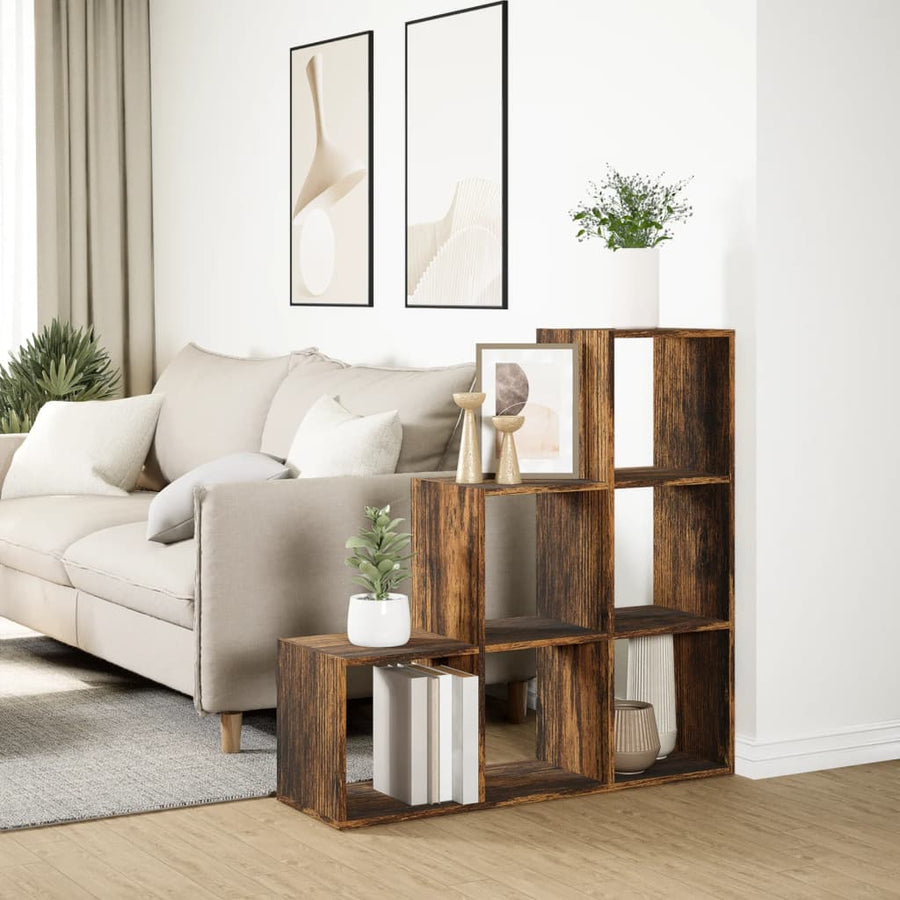 Kamerscherm / boekenkast 3-laags 99x29x99 cm hout gerookt eiken