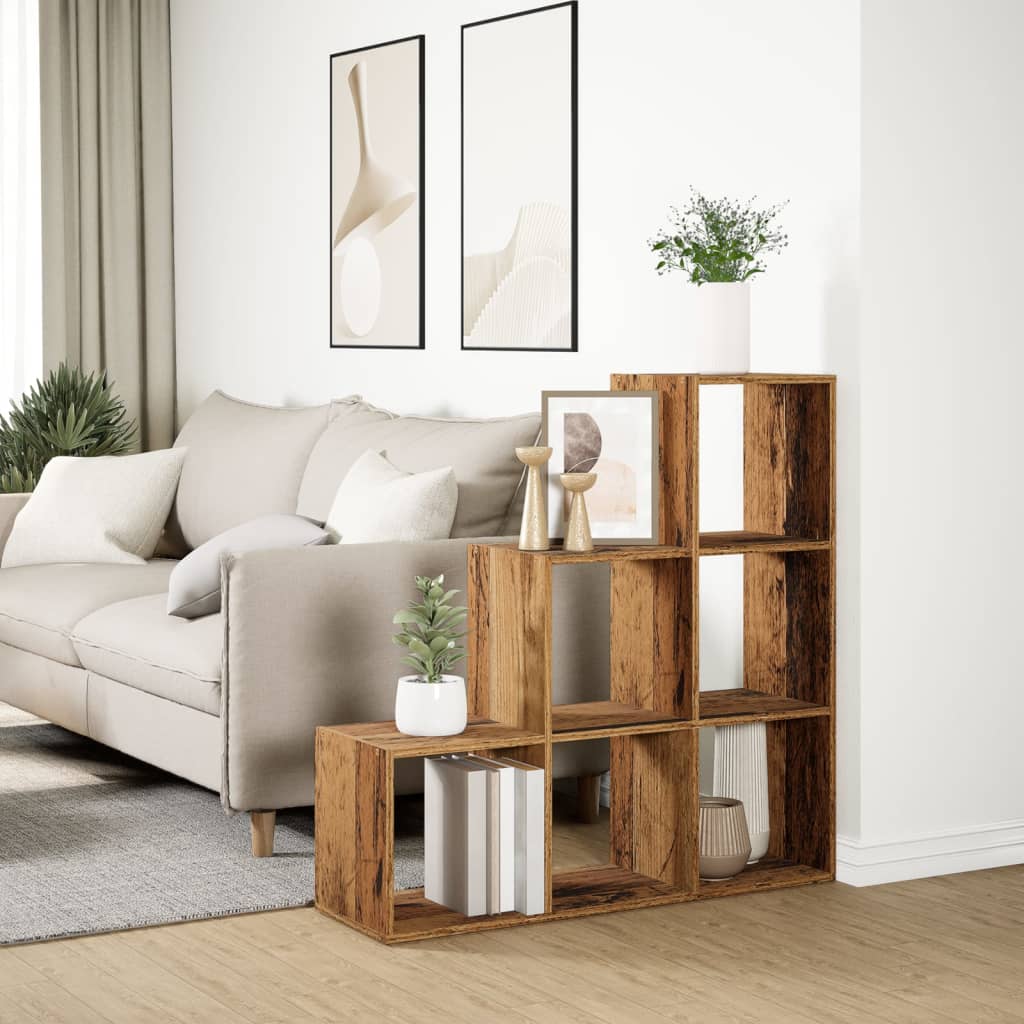 Kamerscherm / boekenkast 3-laags 99x29x99 cm hout oud houtkleur