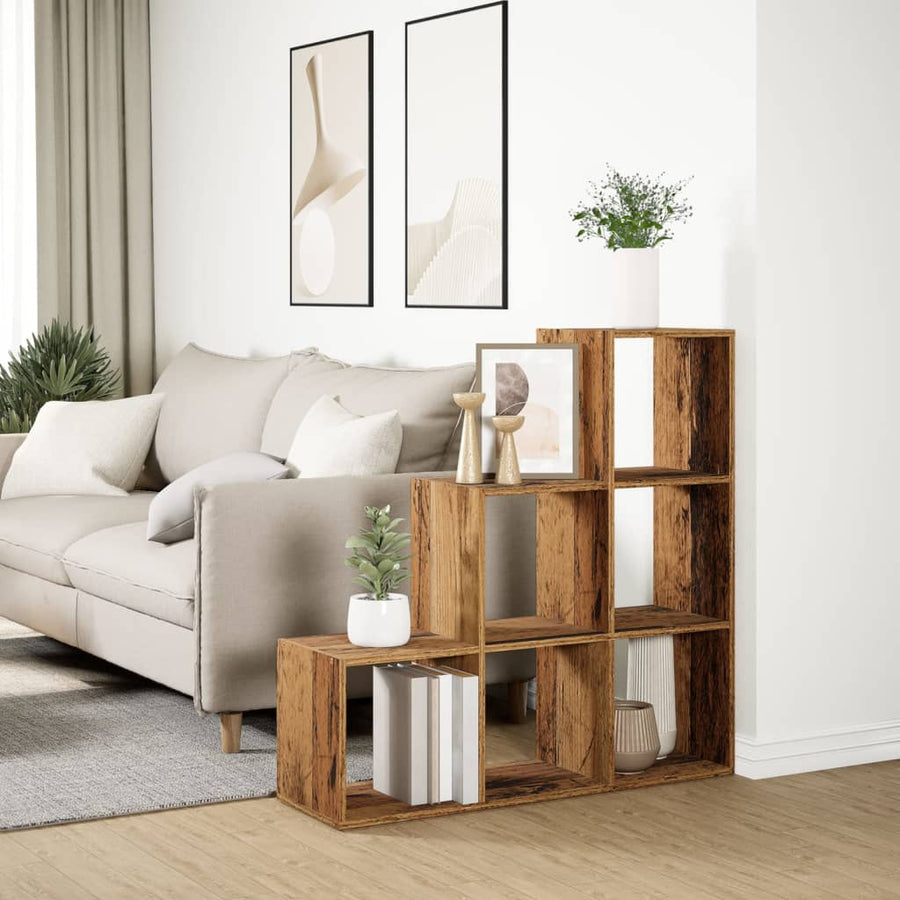 Kamerscherm / boekenkast 3-laags 99x29x99 cm hout oud houtkleur
