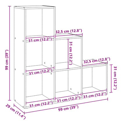 Kamerscherm / boekenkast 3-laags 99x29x99 cm hout artisanaal