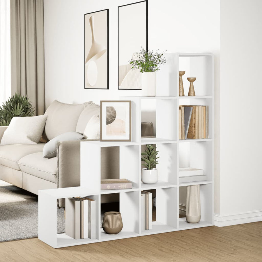 Kamerscherm / boekenkast 4-laags 131,5x29x131,5 cm hout wit