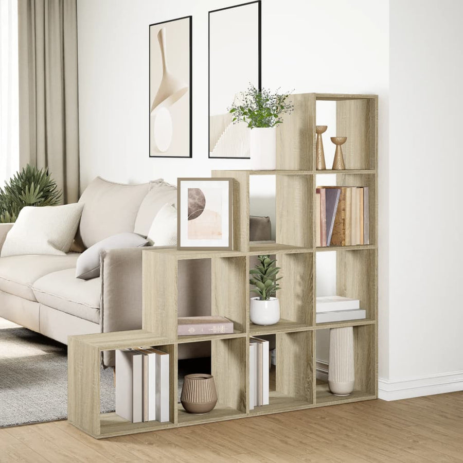 Kamerscherm / boekenkast 131,5x29x131,5 cm hout sonoma eiken
