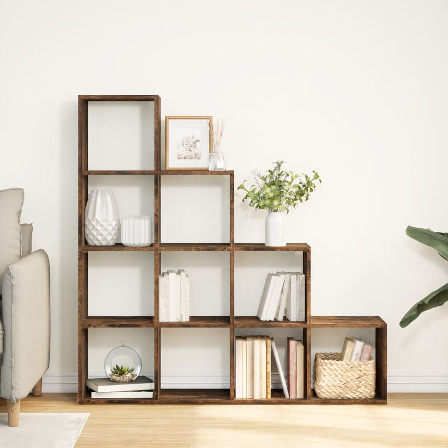 Kamerscherm / boekenkast 131,5x29x131,5 cm hout gerookt eiken