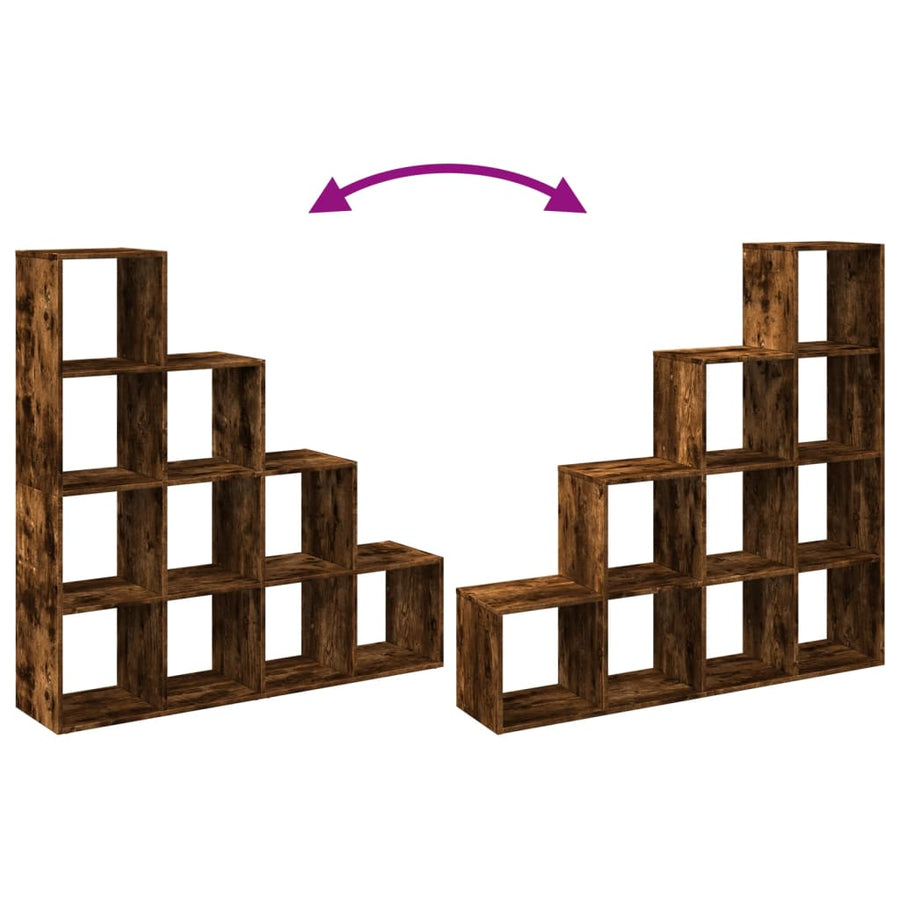 Kamerscherm / boekenkast 131,5x29x131,5 cm hout gerookt eiken