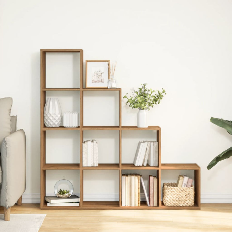 Kamerscherm / boekenkast 131,5x29x131,5 cm hout artisanaal eik