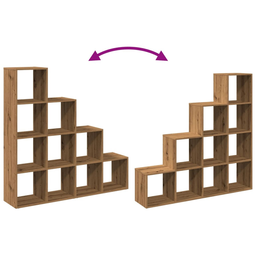Kamerscherm / boekenkast 131,5x29x131,5 cm hout artisanaal eik