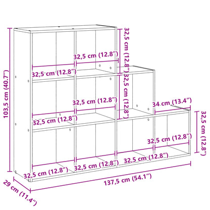 Kamerscherm / Boekenkast 137,5X29X103,5 Cm Hout Gerookt Eiken 137.5 cm