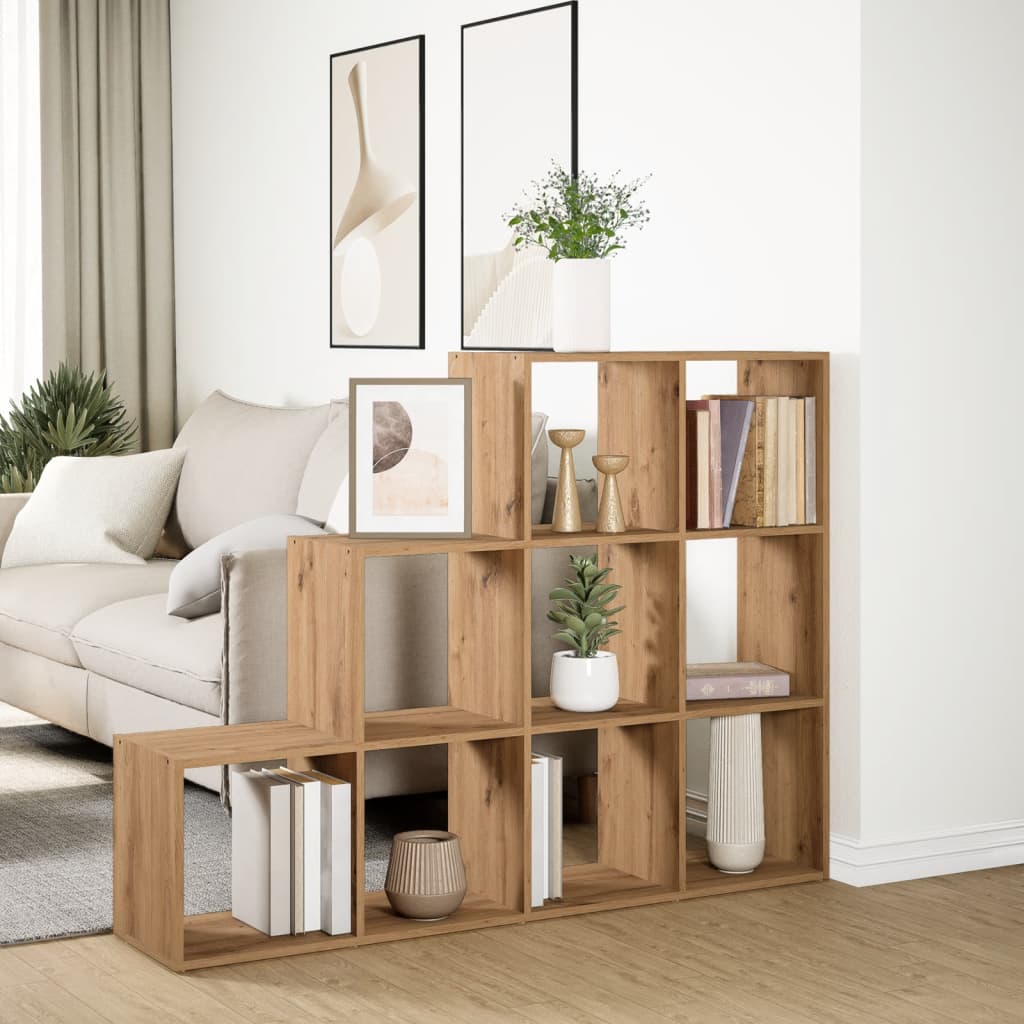 Kamerscherm / boekenkast 137,5x29x103,5 cm hout artisanaal eik