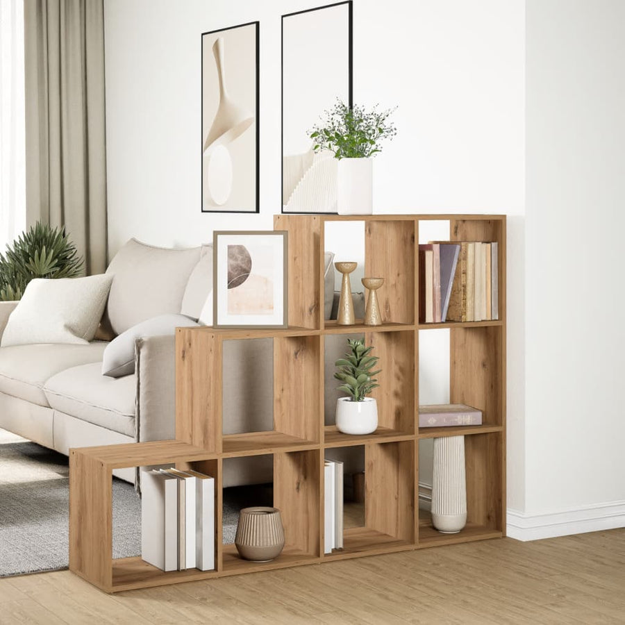 Kamerscherm / boekenkast 137,5x29x103,5 cm hout artisanaal eik