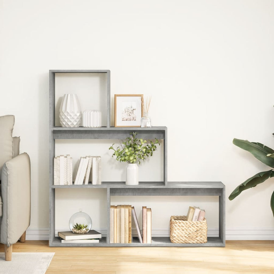 Kamerscherm / boekenkast 3-laags 123x29x123 cm hout betongrijs