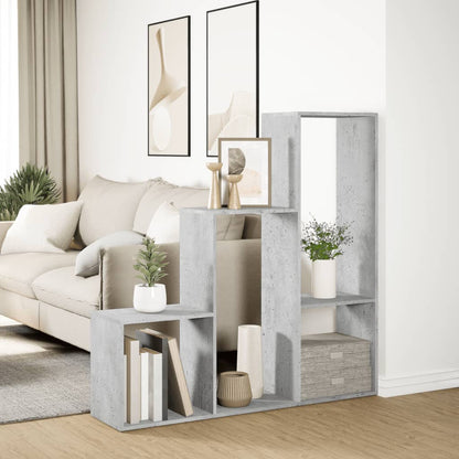Kamerscherm / boekenkast 3-laags 123x29x123 cm hout betongrijs