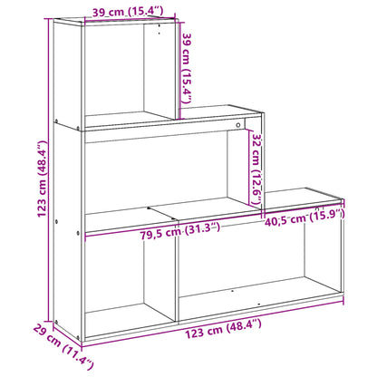 Kamerscherm / boekenkast 3-laags 123x29x123 cm hout betongrijs