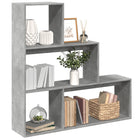 Boekenkast kamerscherm 123x29x123 cm betongrijs bewerkt hout