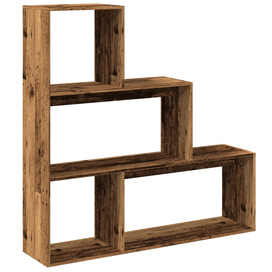 Kamerscherm / boekenkast 3-laags 123x29x123 cm hout oud hout
