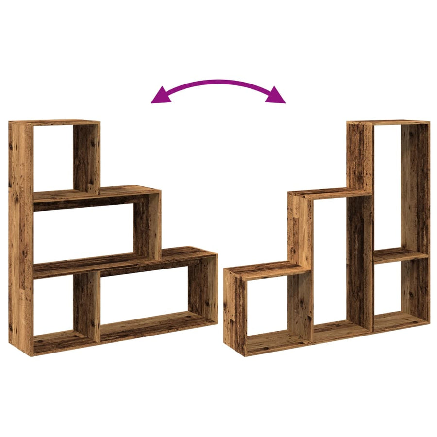 Kamerscherm / boekenkast 3-laags 123x29x123 cm hout oud hout