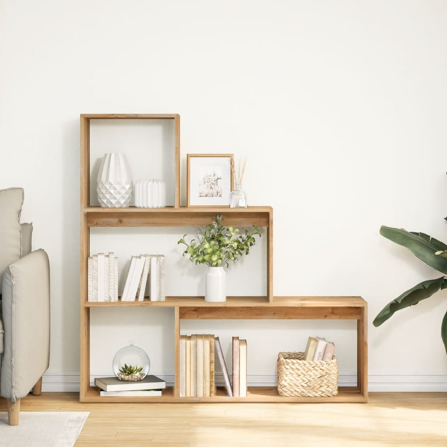 Kamerscherm / boekenkast 123x29x123 cm hout artisanaal eiken