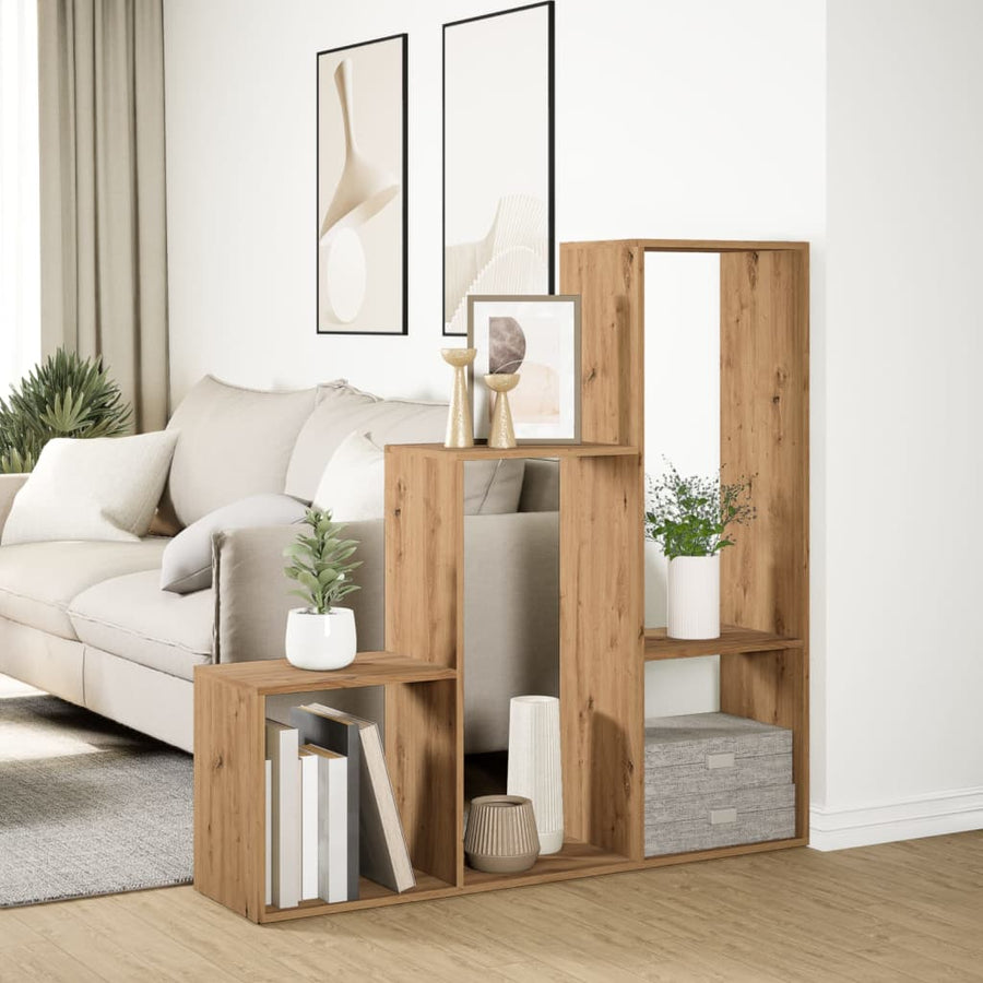 Kamerscherm / boekenkast 123x29x123 cm hout artisanaal eiken