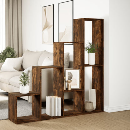 Kamerscherm / boekenkast 143,5x29x143,5 cm hout gerookt eiken