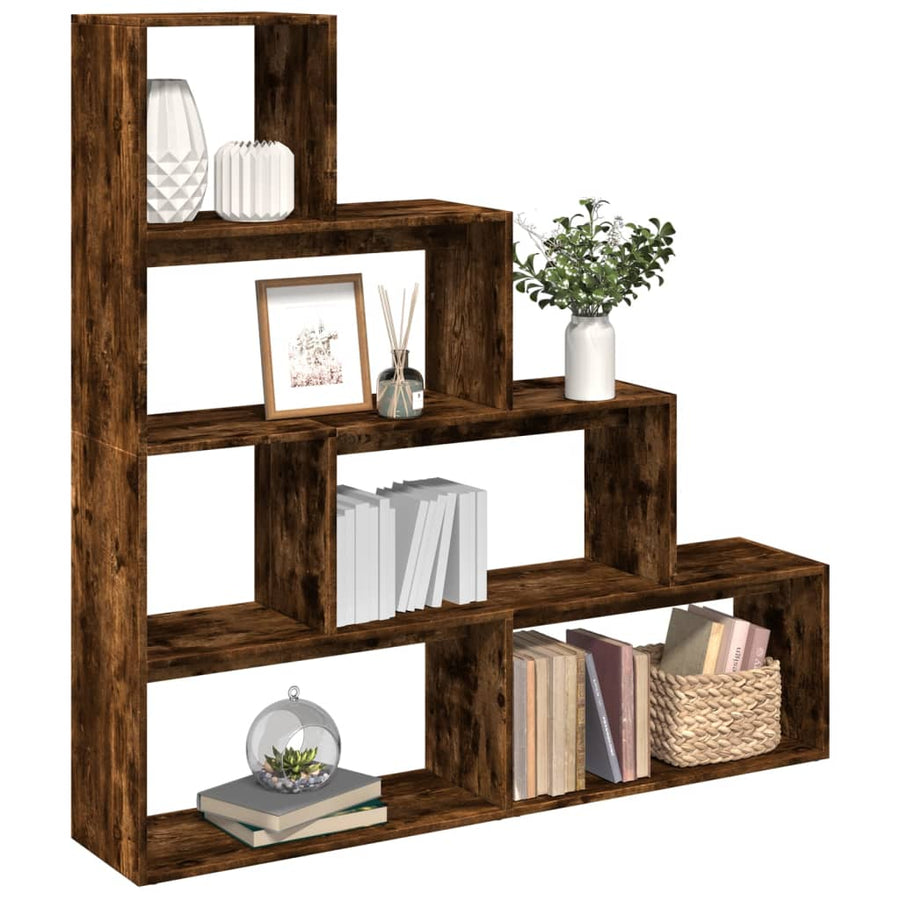 Kamerscherm / boekenkast 143,5x29x143,5 cm hout gerookt eiken