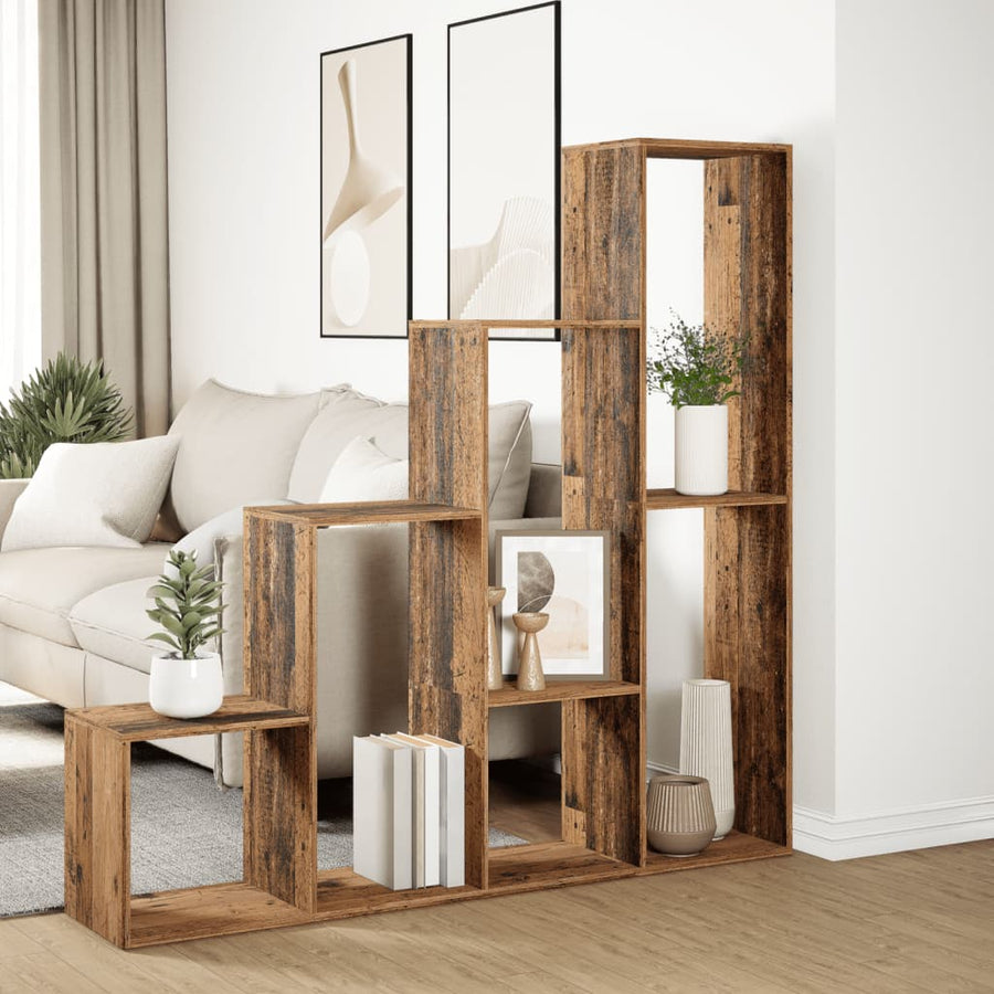 Kamerscherm / boekenkast 143,5x29x143,5 cm hout oud hout