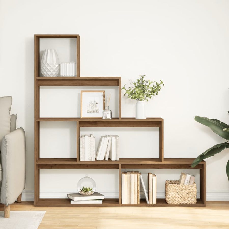 Kamerscherm / boekenkast 143,5x29x143,5 cm hout artisanaal eik