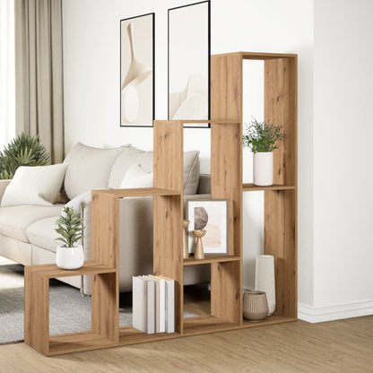 Kamerscherm / boekenkast 143,5x29x143,5 cm hout artisanaal eik