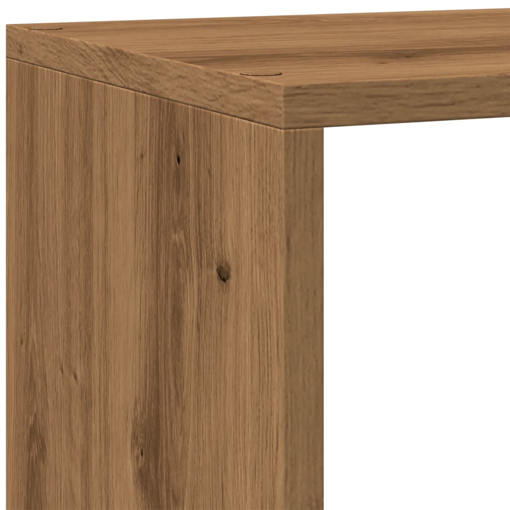 Kamerscherm / boekenkast 143,5x29x143,5 cm hout artisanaal eik