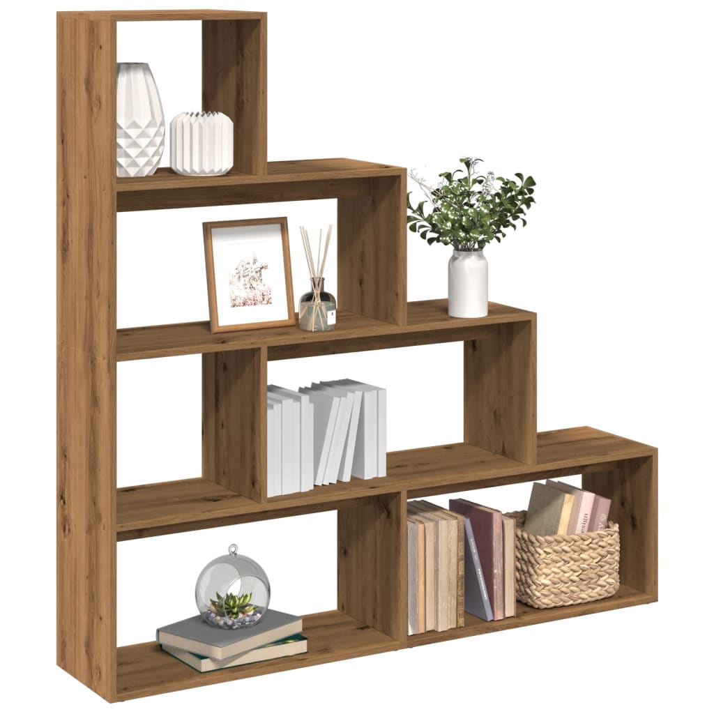 Kamerscherm / boekenkast 143,5x29x143,5 cm hout artisanaal eik