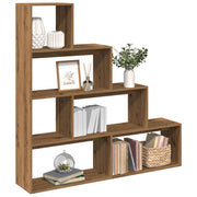 Boekenkast kamerscherm 143,5x29x143,5 cm artisanaal eiken
