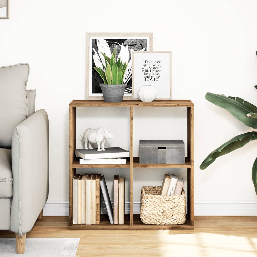 Kamerscherm / boekenkast 69,5x29x69,5 cm hout artisanaal eiken