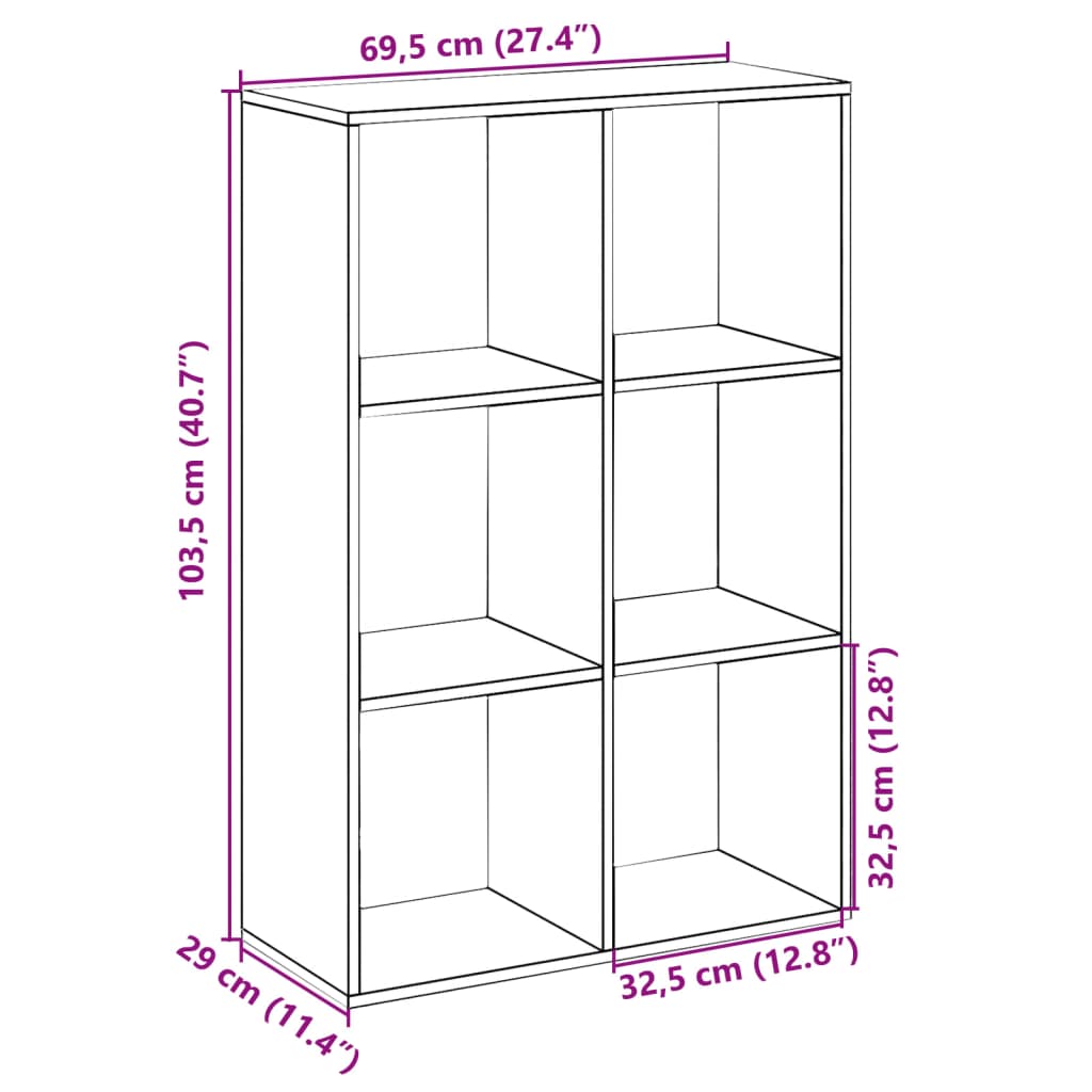 Kamerscherm / boekenkast 69,5x29x103,5 cm hout sonoma eiken
