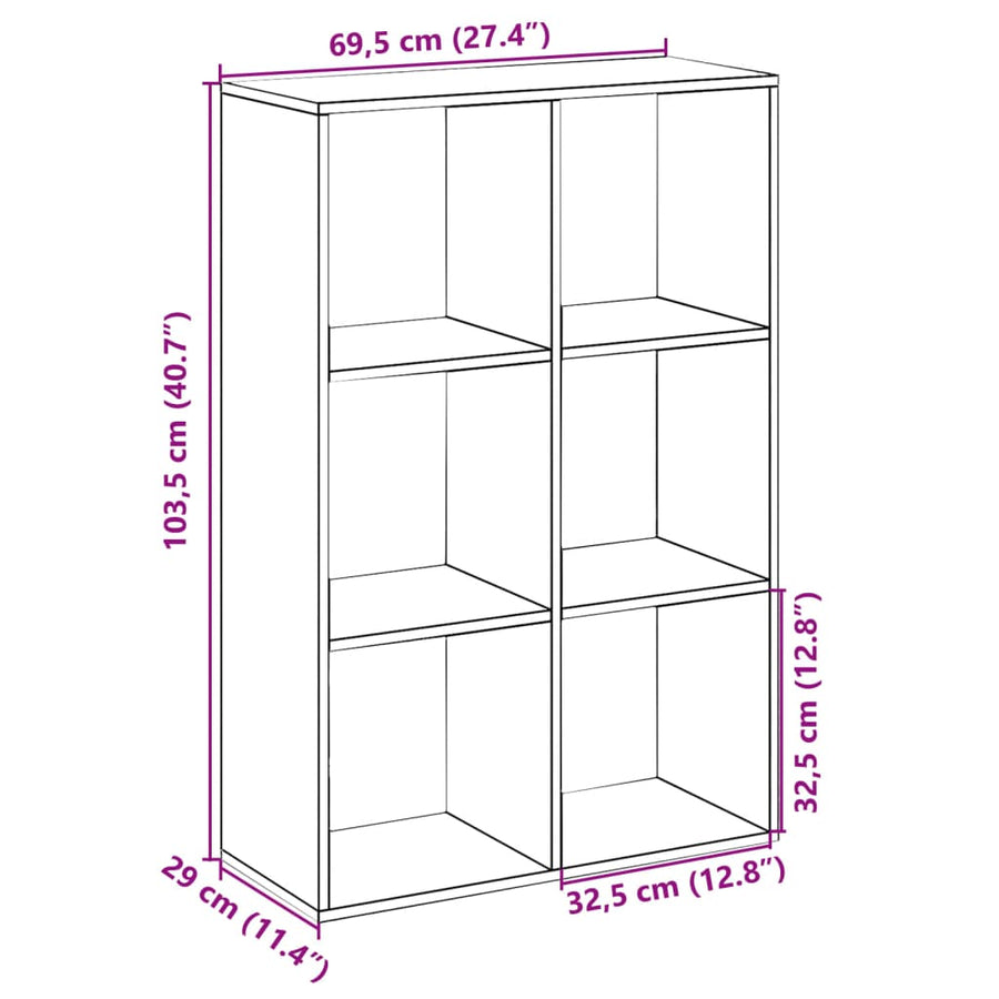 Kamerscherm / boekenkast 69,5x29x103,5 cm hout sonoma eiken