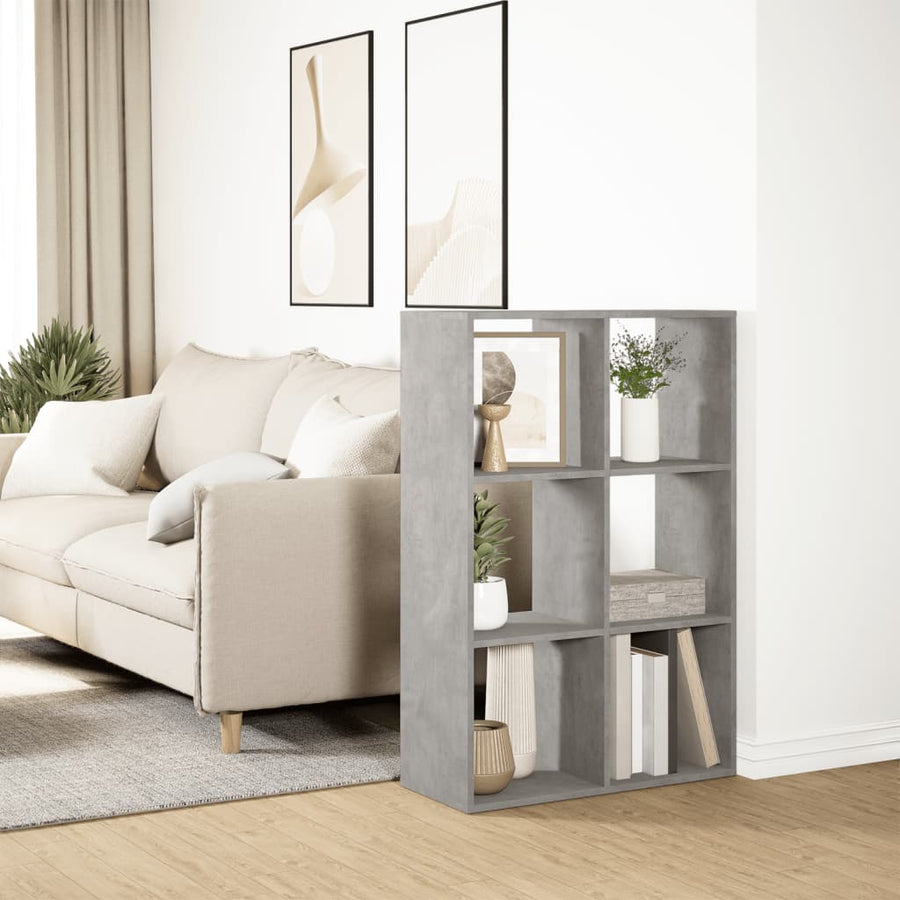 Kamerscherm / boekenkast 69,5x29x103,5 cm hout betongrijs