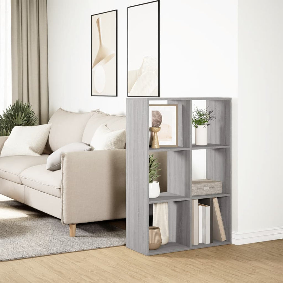 Kamerscherm / boekenkast 69,5x29x103,5 cm hout grijs sonoma