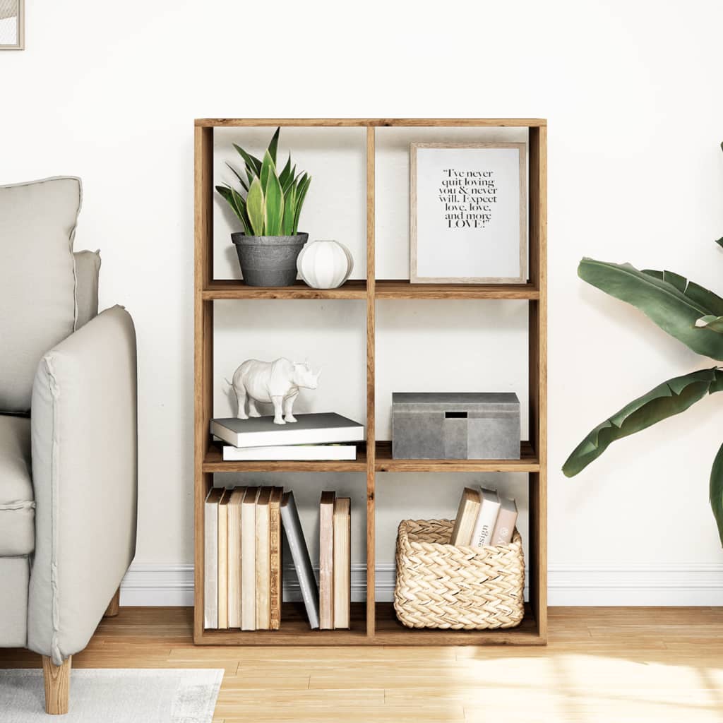 Kamerscherm / boekenkast 69,5x29x103,5 cm hout artisanaal eiken