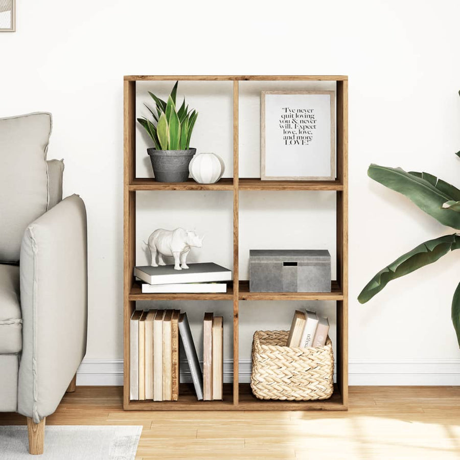 Kamerscherm / boekenkast 69,5x29x103,5 cm hout artisanaal eiken