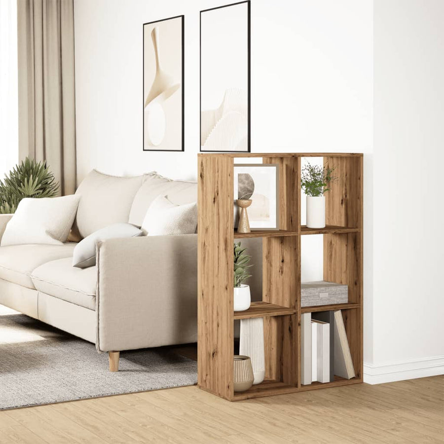 Kamerscherm / boekenkast 69,5x29x103,5 cm hout artisanaal eiken