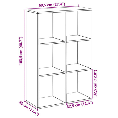 Kamerscherm / boekenkast 69,5x29x103,5 cm hout artisanaal eiken