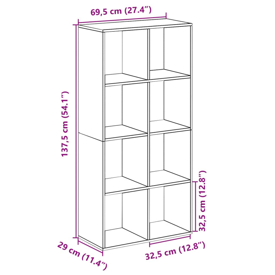Kamerscherm / boekenkast 69,5x29x137,5 cm hout sonoma eiken