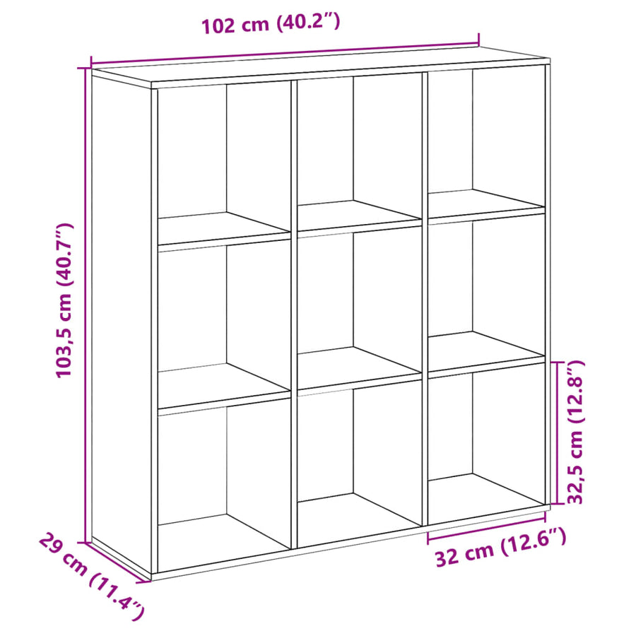 Kamerscherm / Boekenkast 102X29X103,5 Cm Hout Gerookt Eiken 102 cm