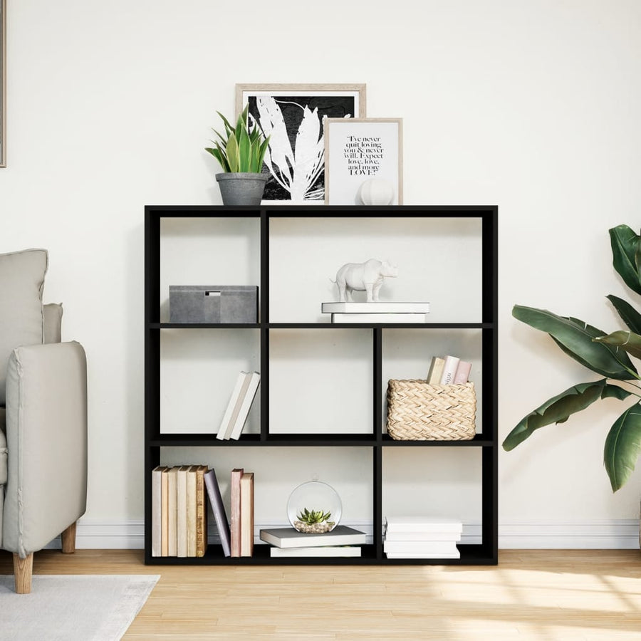 Kamerscherm / boekenkast 102x29x103,5 cm bewerkt hout zwart