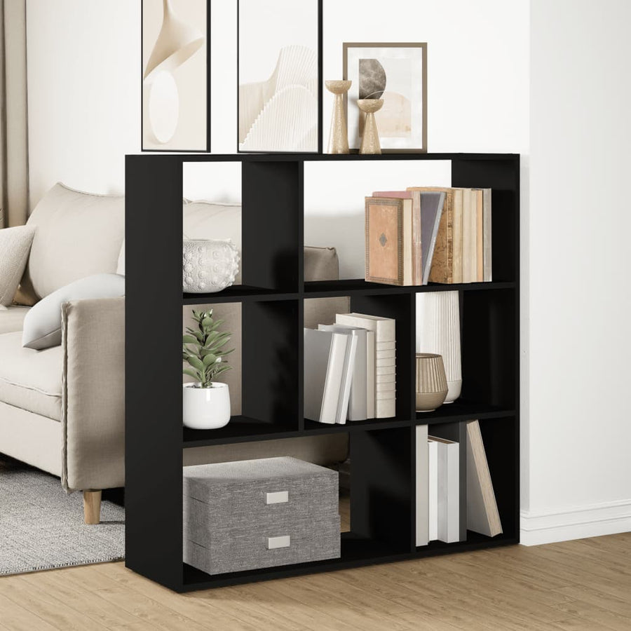 Kamerscherm / boekenkast 102x29x103,5 cm bewerkt hout zwart