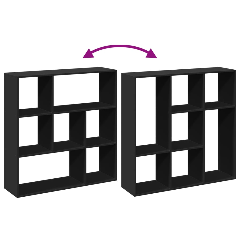Kamerscherm / boekenkast 102x29x103,5 cm bewerkt hout zwart