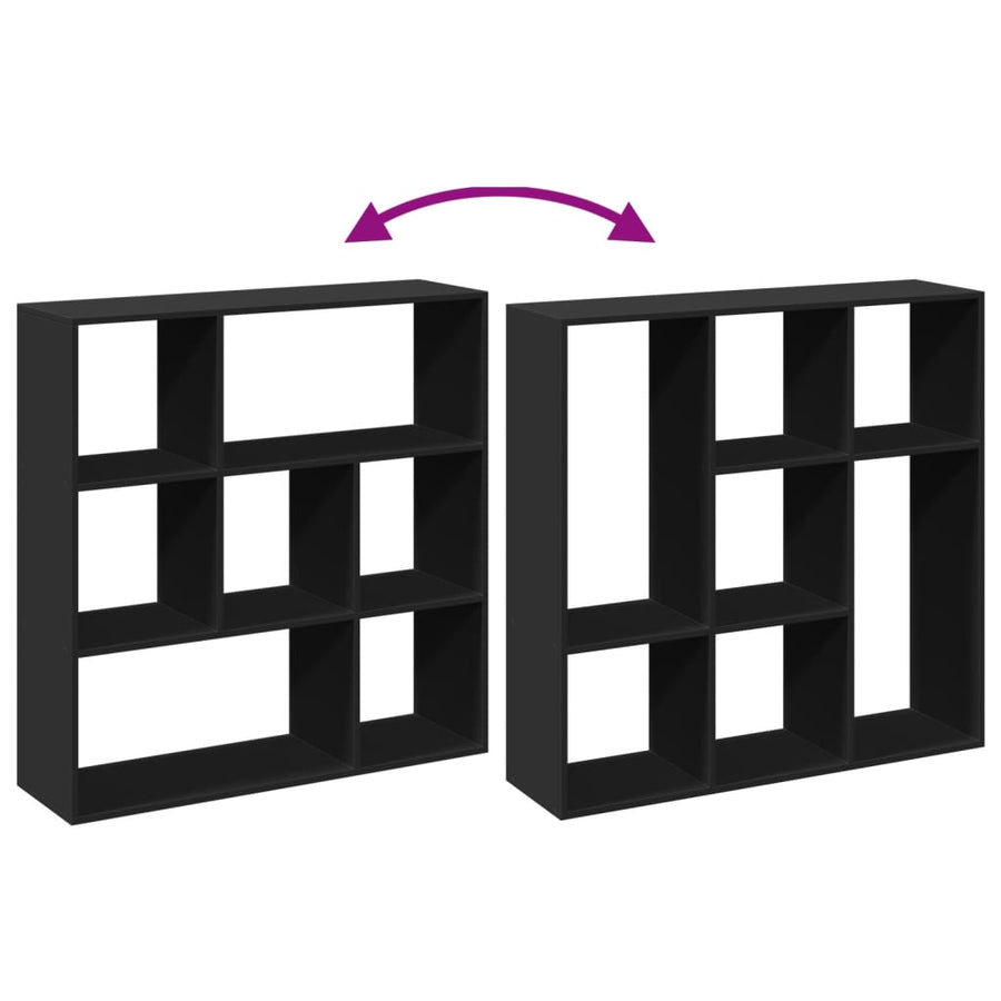 Kamerscherm / boekenkast 102x29x103,5 cm bewerkt hout zwart