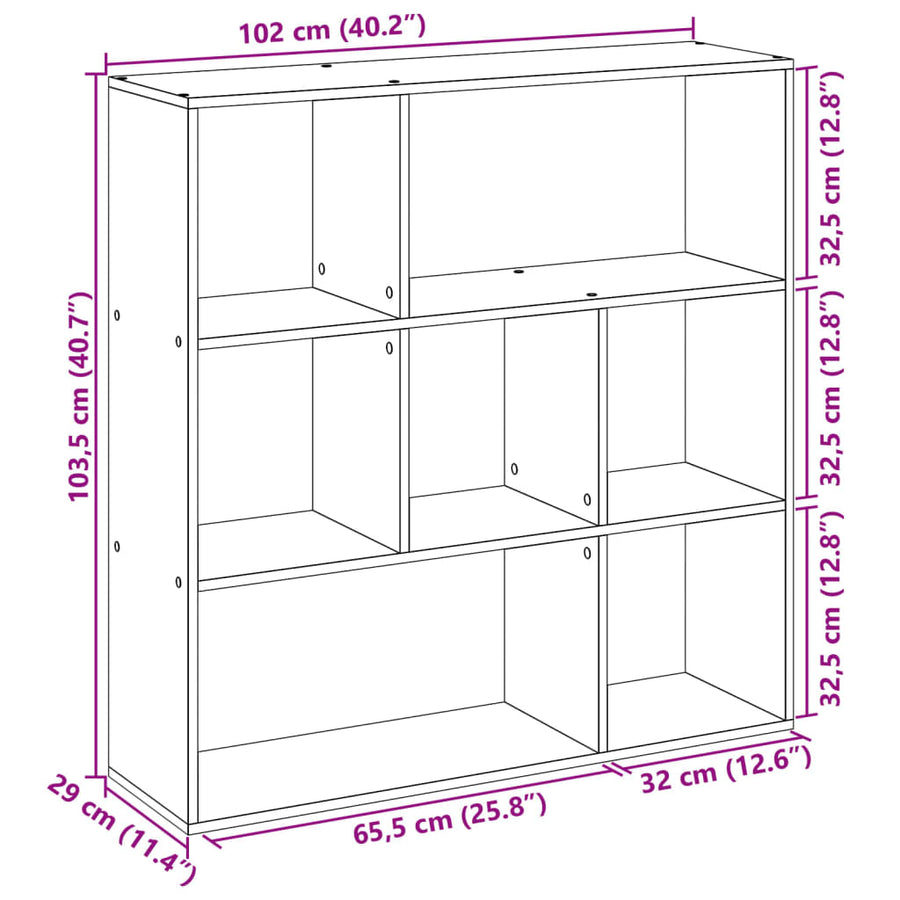 Kamerscherm / Boekenkast 102X29X103,5 Cm Hout Kleurig Oud Hout 102 cm