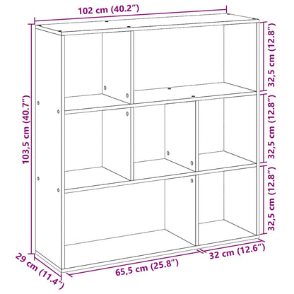 Kamerscherm / Boekenkast 102X29X103,5 Cm Hout Artisanaal Eiken Artisanaal Eikenkleurig 102 cm